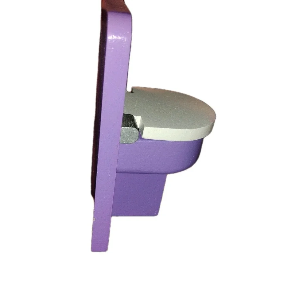Purple Toilet Potty‎ for Dollhouse Wooden w/ Lid Standalone